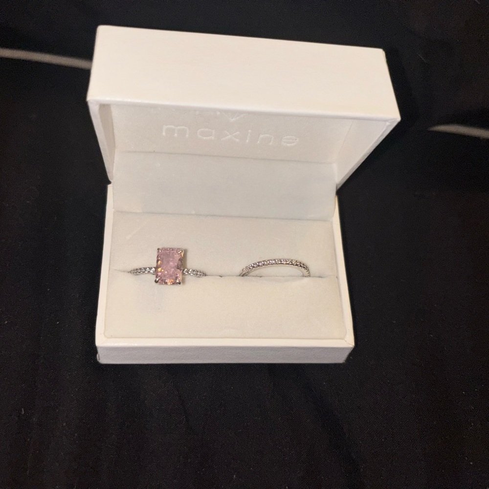 Pink and Silver Ring Set